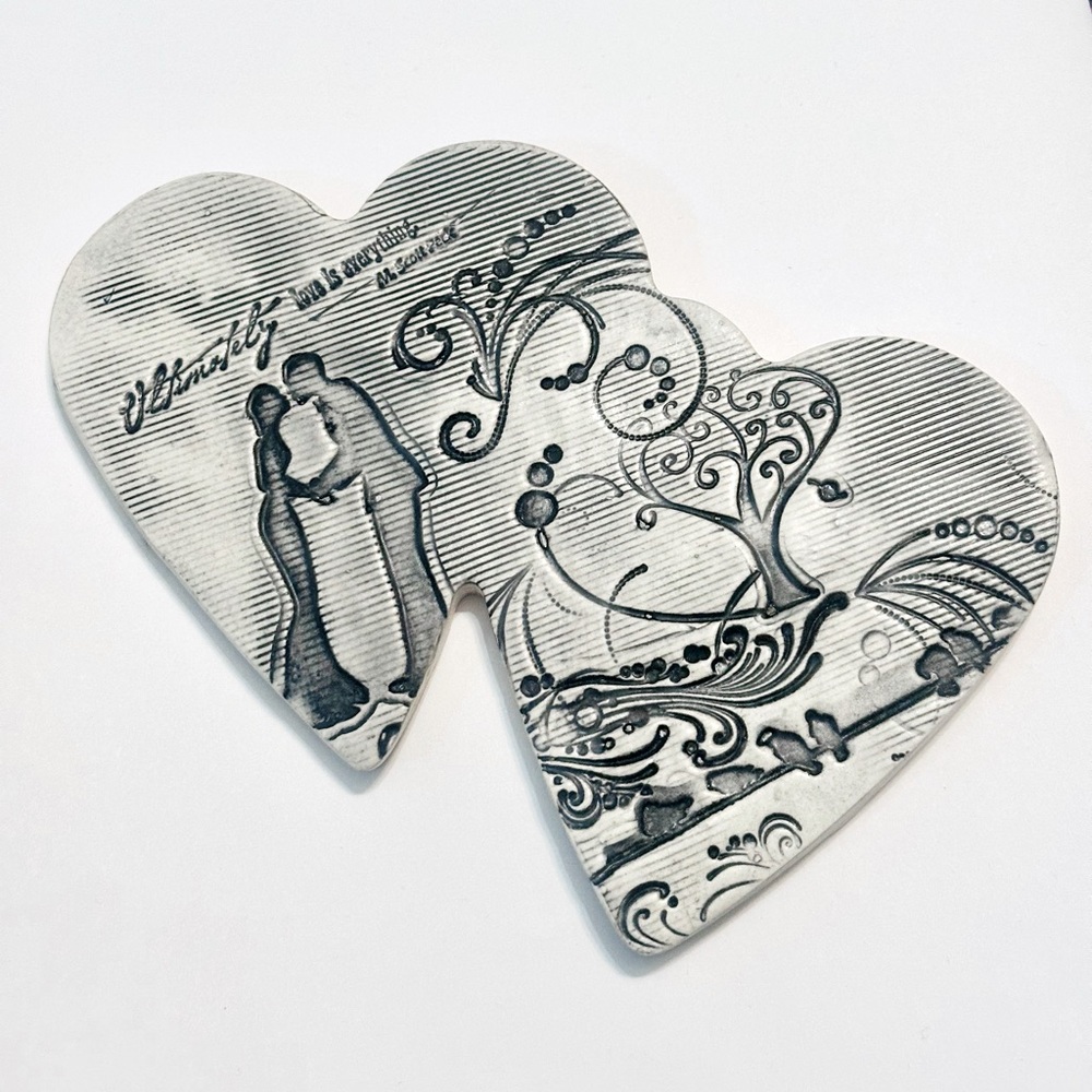 ♥️ New Handmade Double Heart Wall Decor Anniversary Wedding Valentine Black